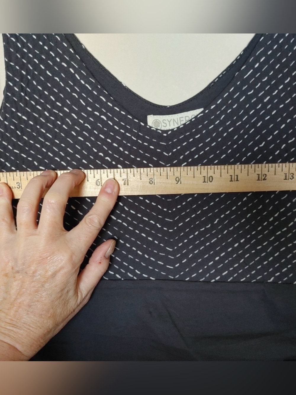 Synergy Organic Clothing Black Sleeveless Midi Dress with Textured Bodice - Picture 5 of 7